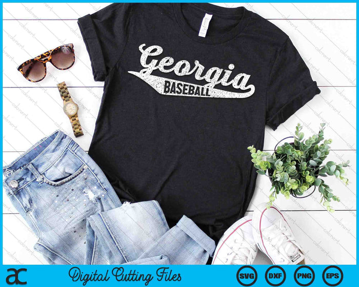 Georgia Baseball Script Vintage Distressed SVG PNG Digital Cutting Files