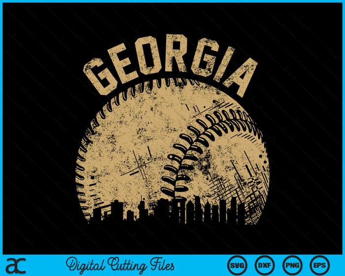 Georgia Baseball Skyline Player Coach Fan SVG PNG Digital Printable Files
