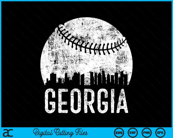 Georgia Skyline Vintage Georgia Baseball SVG PNG Digital Cutting Files