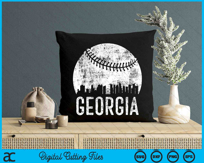 Georgia Skyline Vintage Georgia Baseball SVG PNG Digital Cutting Files