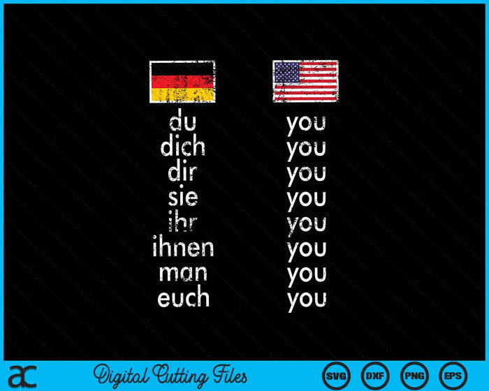 German English Teacher Pronouns Deutsch Language Grammar SVG PNG Digital Cutting Files