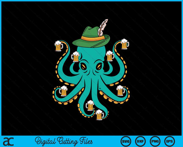 German Octopus Oktoberfest Funny Bavarian Festival SVG PNG Digital Cutting Files