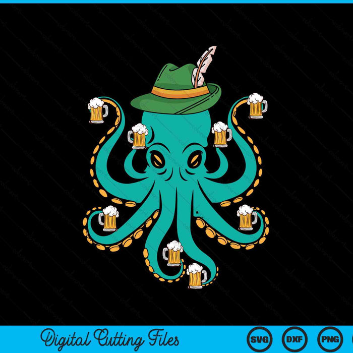 German Octopus Oktoberfest Funny Bavarian Festival SVG PNG Digital Cutting Files
