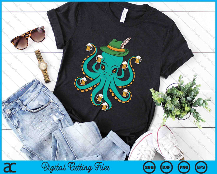 German Octopus Oktoberfest Funny Bavarian Festival SVG PNG Digital Cutting Files