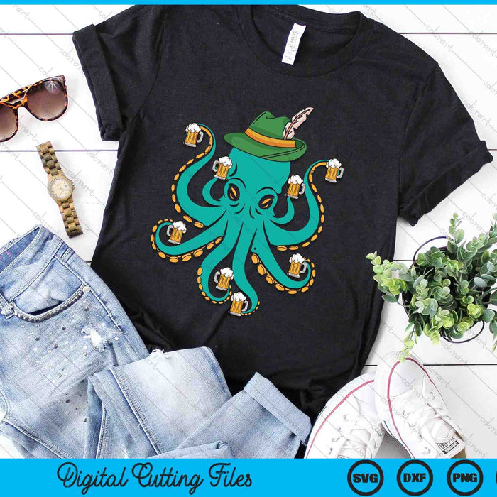 German Octopus Oktoberfest Funny Bavarian Festival SVG PNG Digital Cutting Files