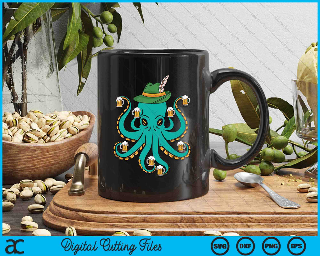 German Octopus Oktoberfest Funny Bavarian Festival SVG Cutting Files ...
