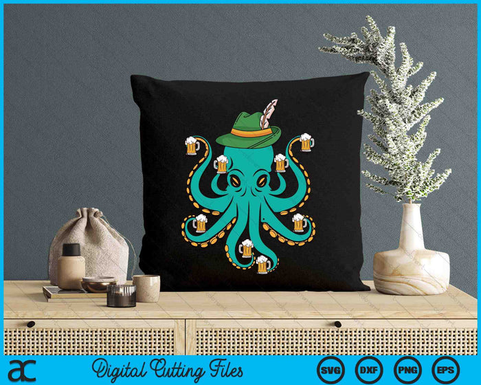 German Octopus Oktoberfest Funny Bavarian Festival SVG PNG Digital Cutting Files