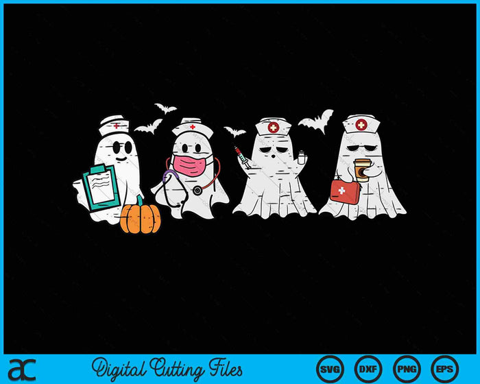 Ghost Nurses Halloween Crew Funny Costume Scrub Top SVG PNG Digital Printable Files