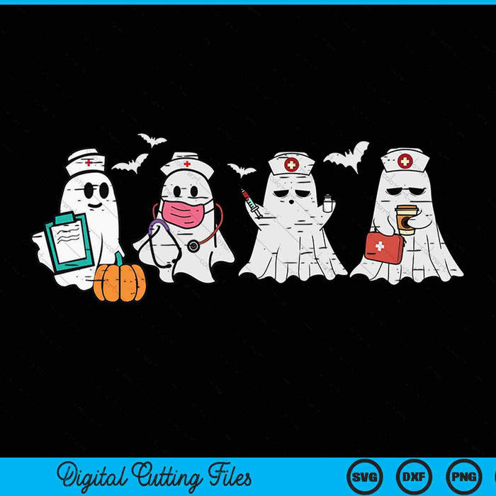 Ghost nurses Halloween crew costume scrub top SVG cut file