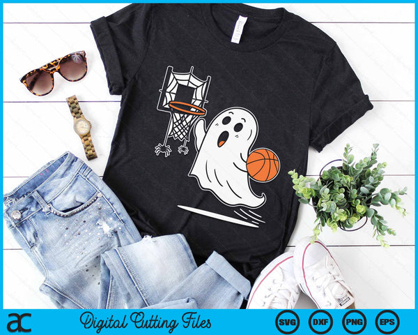 Ghost Playing Basketball Halloween Costume SVG PNG Digital Cutting File