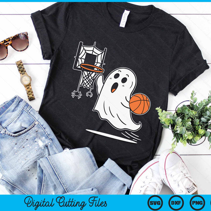 Ghost Playing Basketball Halloween Costume SVG PNG Digital Cutting File