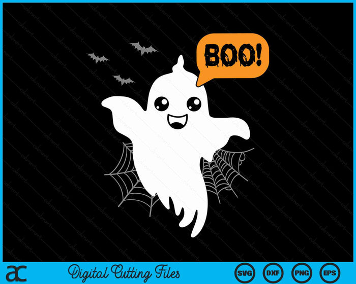 Ghost Saying Boo Spooky Halloween Cute SVG PNG Digital Cutting File