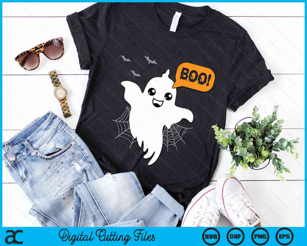 Ghost Saying Boo Spooky Halloween Cute SVG PNG Digital Cutting File