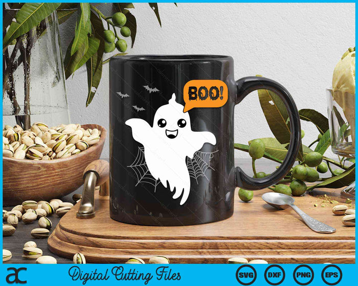 Ghost Saying Boo Spooky Halloween Cute SVG PNG Digital Cutting File