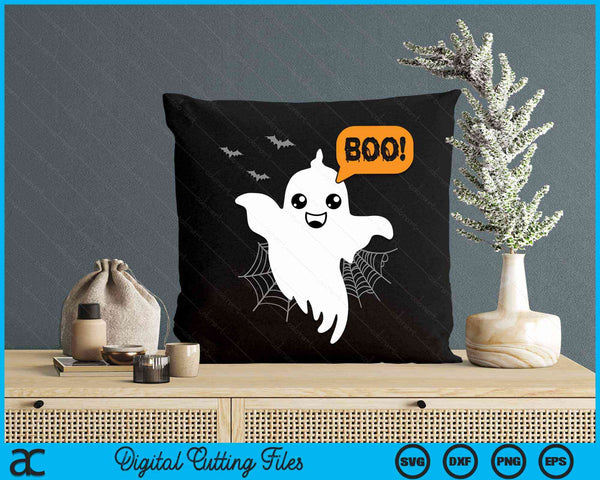 Ghost Saying Boo Spooky Halloween Cute SVG PNG Digital Cutting File