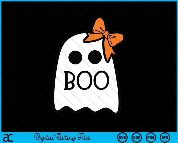 Ghost With Bow Boo Girls Halloween SVG PNG Digital Cutting Files