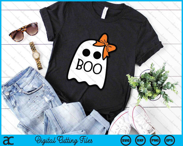 Ghost With Bow Boo Girls Halloween SVG PNG Digital Cutting Files