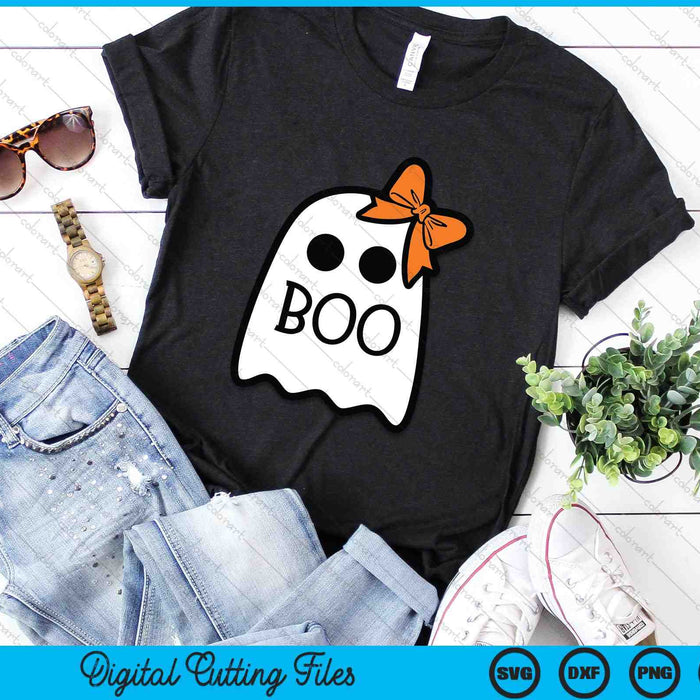 Ghost With Bow Boo Girls Halloween SVG PNG Digital Cutting Files