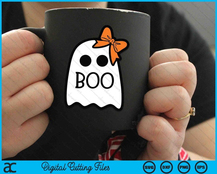 Ghost With Bow Boo Girls Halloween SVG PNG Digital Cutting Files