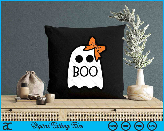 Ghost With Bow Boo Girls Halloween SVG PNG Digital Cutting Files