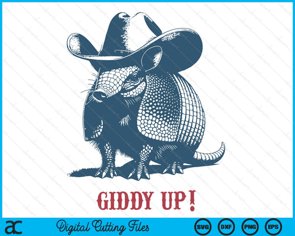 Giddy up cowboy ready for rodeo cowboy armadillo SVG cut file