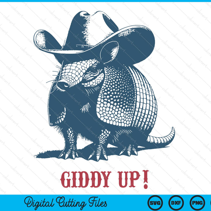Giddy up cowboy ready for rodeo cowboy armadillo SVG PNG cut file for Cricut