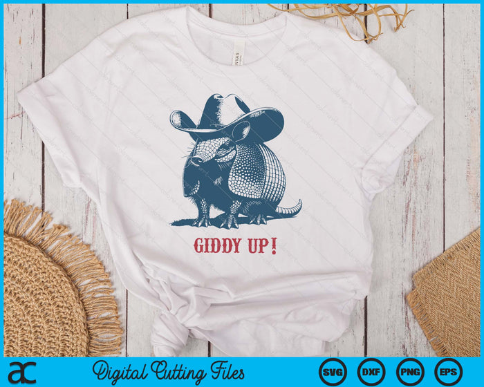 Giddy Up Cowboy Ready For Rodeo Cowboy Armadillo SVG PNG Digital Printable Files