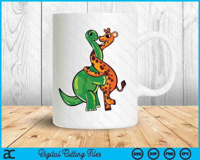 Giraffe Hugging Dinosaur Gift For Women Men Animal Lover SVG PNG Digital Printable Files