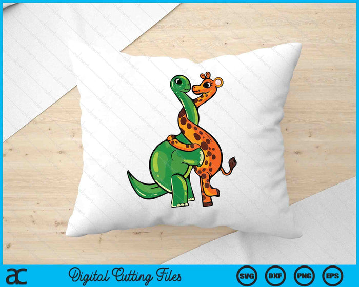 Giraffe Hugging Dinosaur Gift For Women Men Animal Lover SVG PNG Digital Printable Files