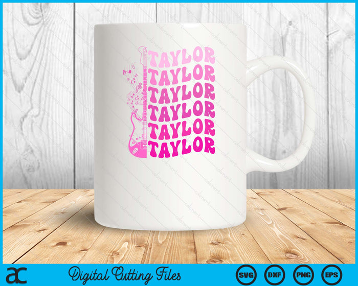 Girl Retro Taylor First Name Personalized Groovy Birthday SVG PNG Digital Cutting Files