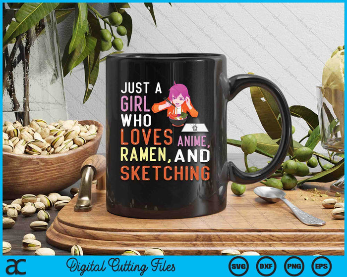 Girl Who Loves Anime Ramen And Sketching Kawaii Teen SVG PNG Digital Printable Files