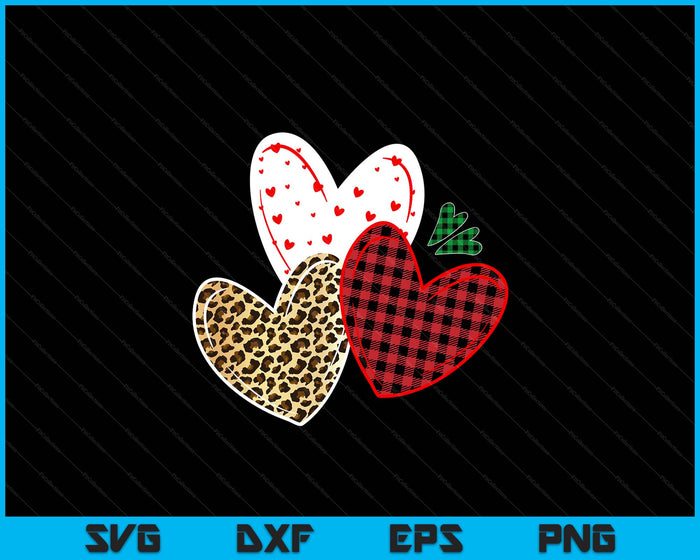 Girls Valentines Day Shirts Hearts Love Leopard Red Plaid SVG PNG Digital Printable Files