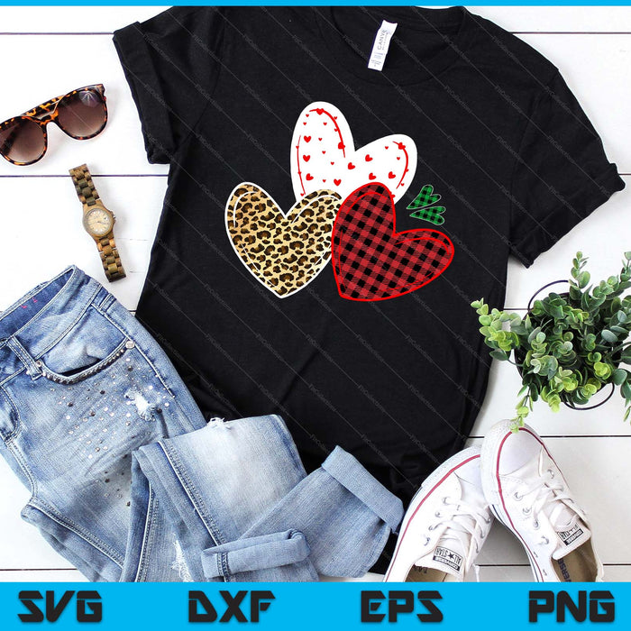 Girls Valentines Day Shirts Hearts Love Leopard Red Plaid SVG PNG Digital Printable Files