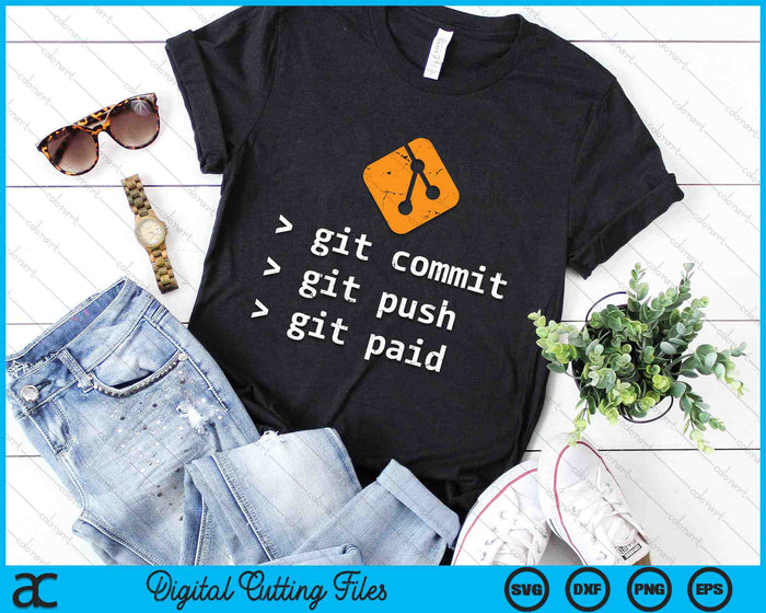 Git Commit Push betaalde programmering SVG PNG digitale snijbestanden
