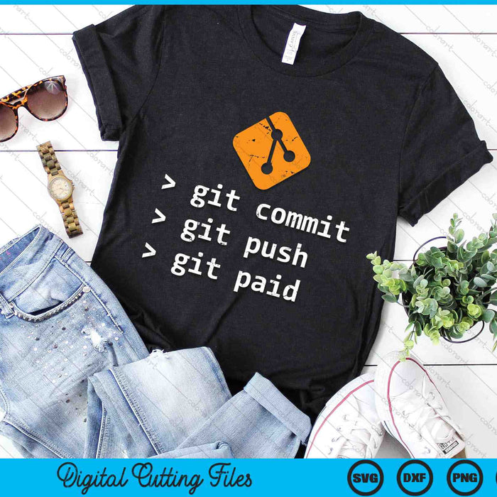 Git Commit Push betaalde programmering SVG PNG digitale snijbestanden