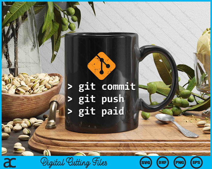 Git Commit Push betaalde programmering SVG PNG digitale snijbestanden