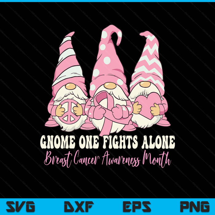 Gnome one fights alone breast cancer awareness month SVG cut file