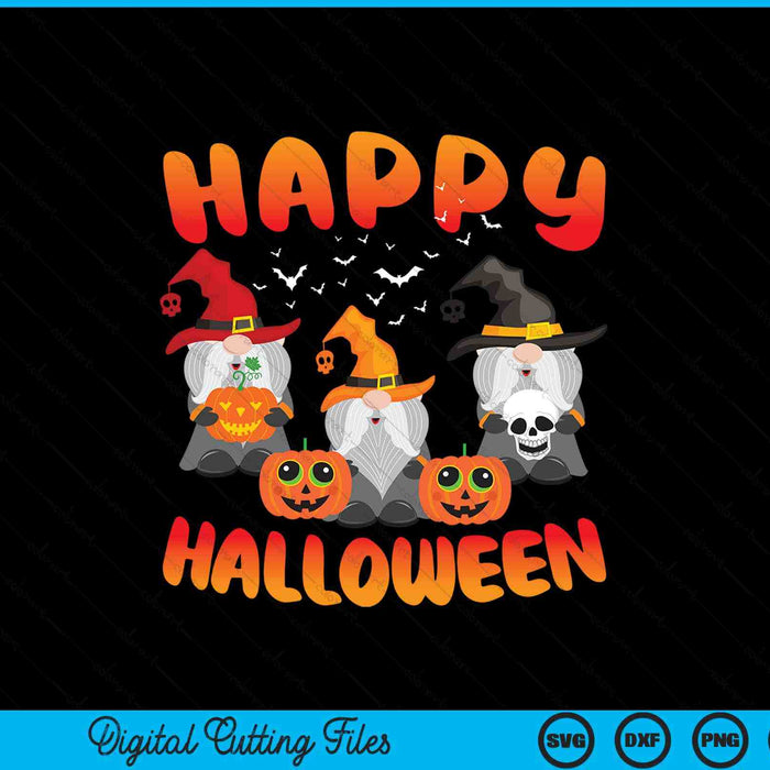 Gnomes Halloween greeting holiday pumpkin creepy SVG cut file