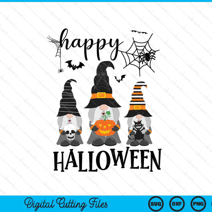 Gnomes Halloween witch garden gnomes happy SVG cut file
