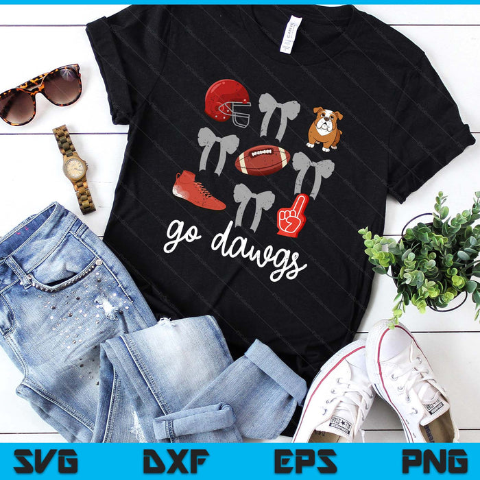 Go Dawgs Football Game Day Coquette Bulldog Bow SVG PNG Digital Printable Files