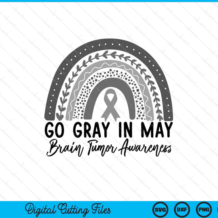 Go gray in may rainbow brain cancer tumor awareness SVG cut file
