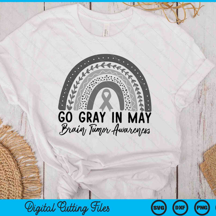 Go Gray In May Shirt Rainbow Brain Cancer Tumor Awareness SVG PNG Digital Printable Files
