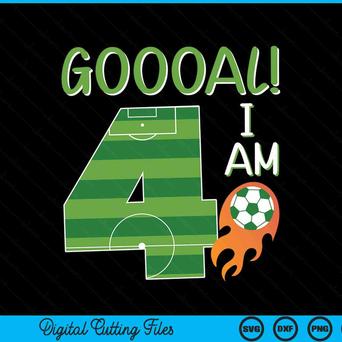Goal I'm 4 Years Old Boy Birthday Soccer SVG PNG Digital Cutting Files