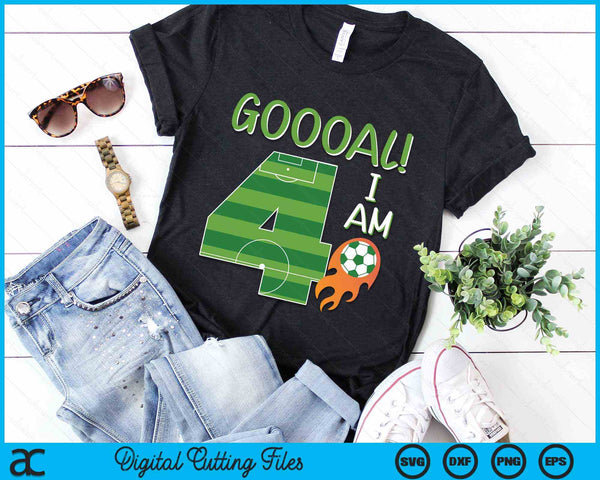 Goal I'm 4 Years Old Boy Birthday Soccer SVG PNG Digital Cutting Files