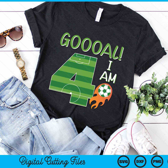 Goal I'm 4 Years Old Boy Birthday Soccer SVG PNG Digital Cutting Files