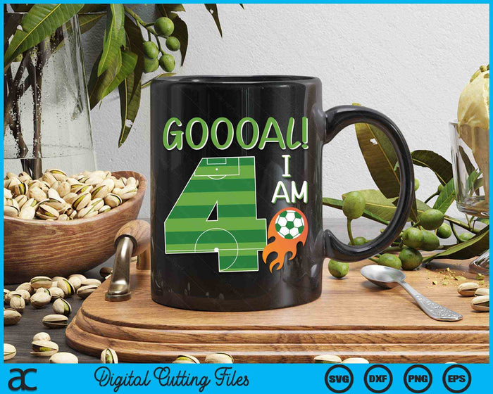 Goal I'm 4 Years Old Boy Birthday Soccer SVG PNG Digital Cutting Files