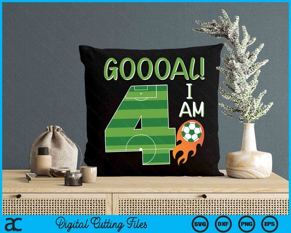 Goal I'm 4 Years Old Boy Birthday Soccer SVG PNG Digital Cutting Files