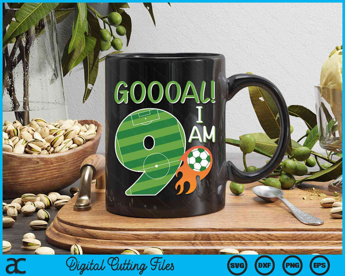 Goal I'm 9 Years Old Boy Birthday Soccer SVG PNG Digital Cutting Files