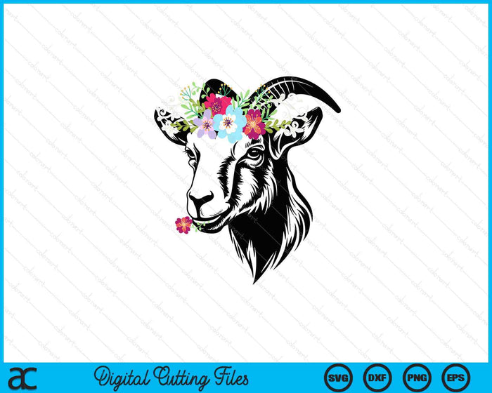 Goats Floral Bandana Headband Farm Animal Goat Graphics SVG PNG Digital Cutting Files