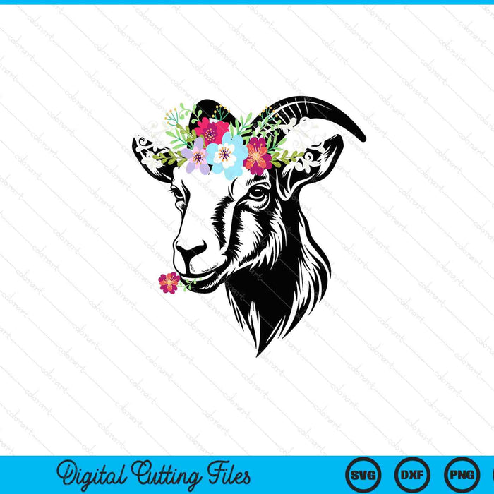 Goats floral bandana headband farm animal goat graphics SVG cut file